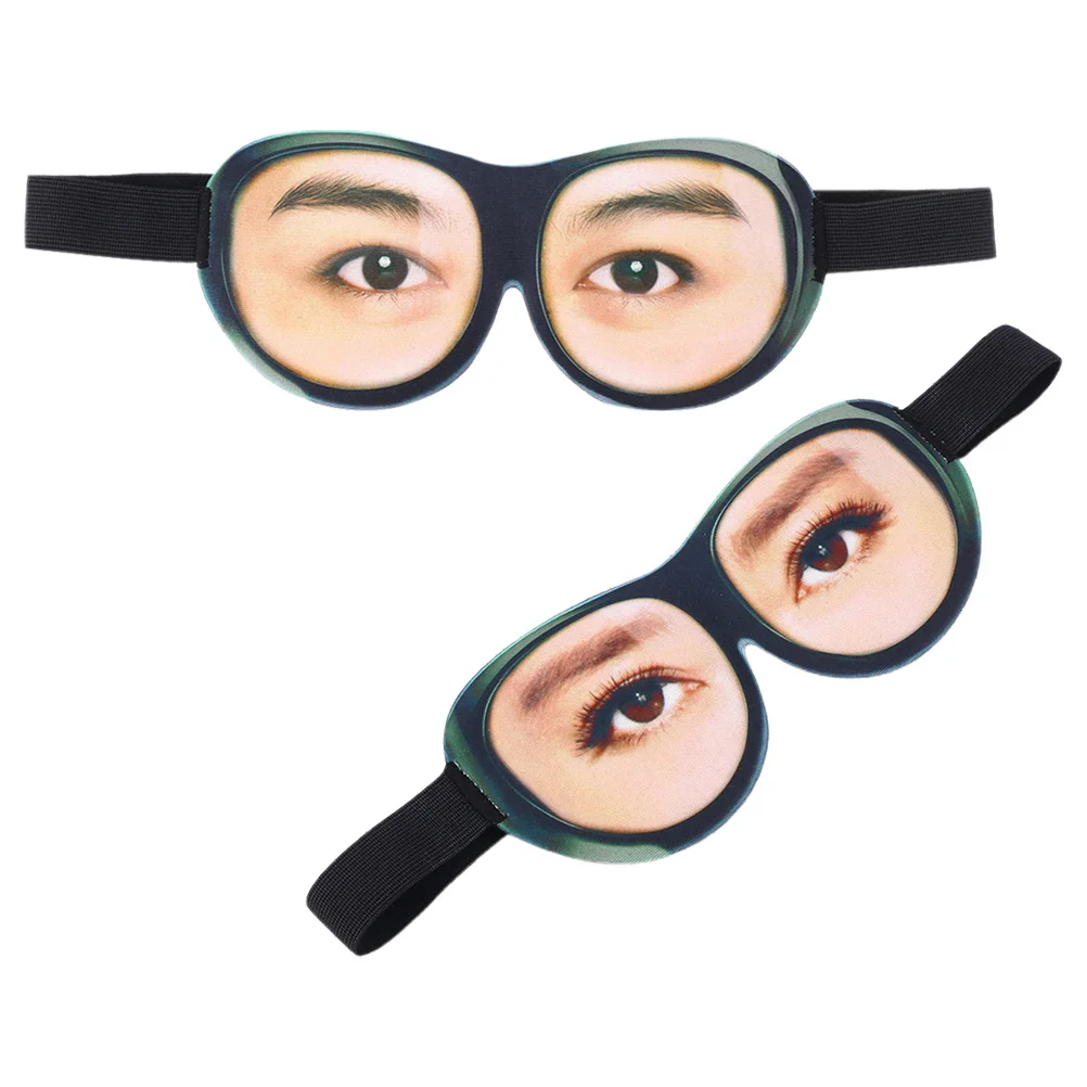 

2Pcs 3D Eye Mask Funny Soft Sleeping Mask Adjustable Head Strap Light Blocking for Travel Party Nap Rest Party Blindfold