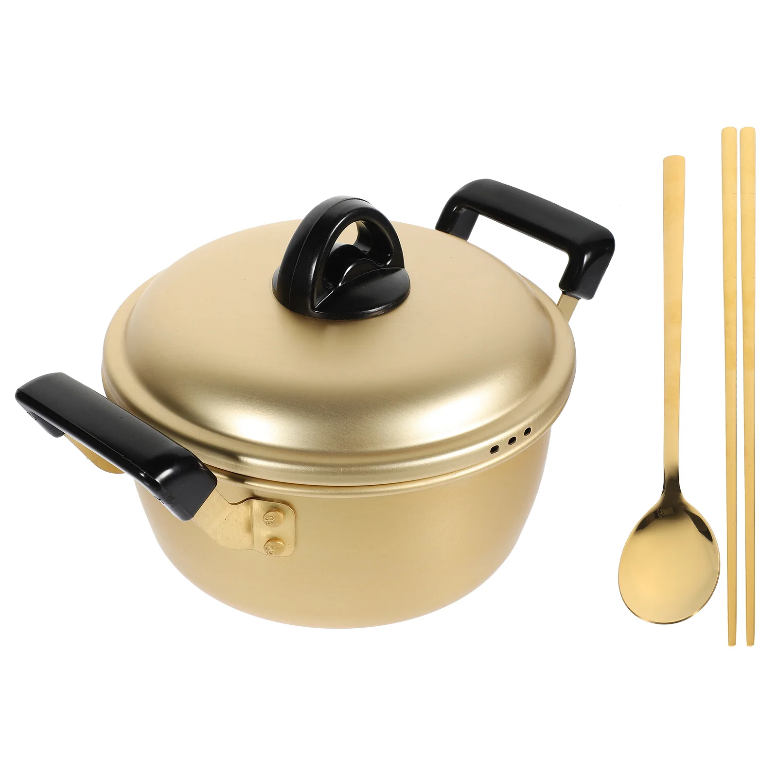 

Aluminum Ramen Pot Korean Noodle Soup Stew Cooking Double Handles Kitchen Heat Evenly Distributed Fast Thermal