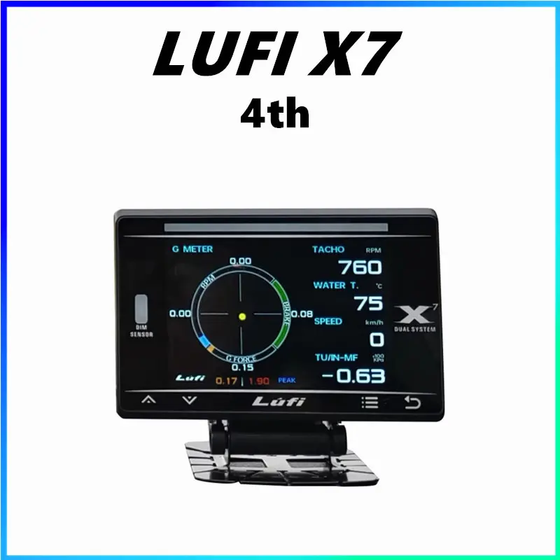 LUFI X7 4th Gauge Multifunctional GPS Head-up Display Turbocharged Oil Pressure Oil Temperature G Value Gyroscope LCD OBD2 Meter