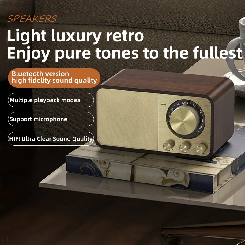 

Bluetooth Speaker JY66 Wireless FM Retro Wooden Radio Portable Bluetooth Speaker High Sound Quality Mobile Computer Peripherals