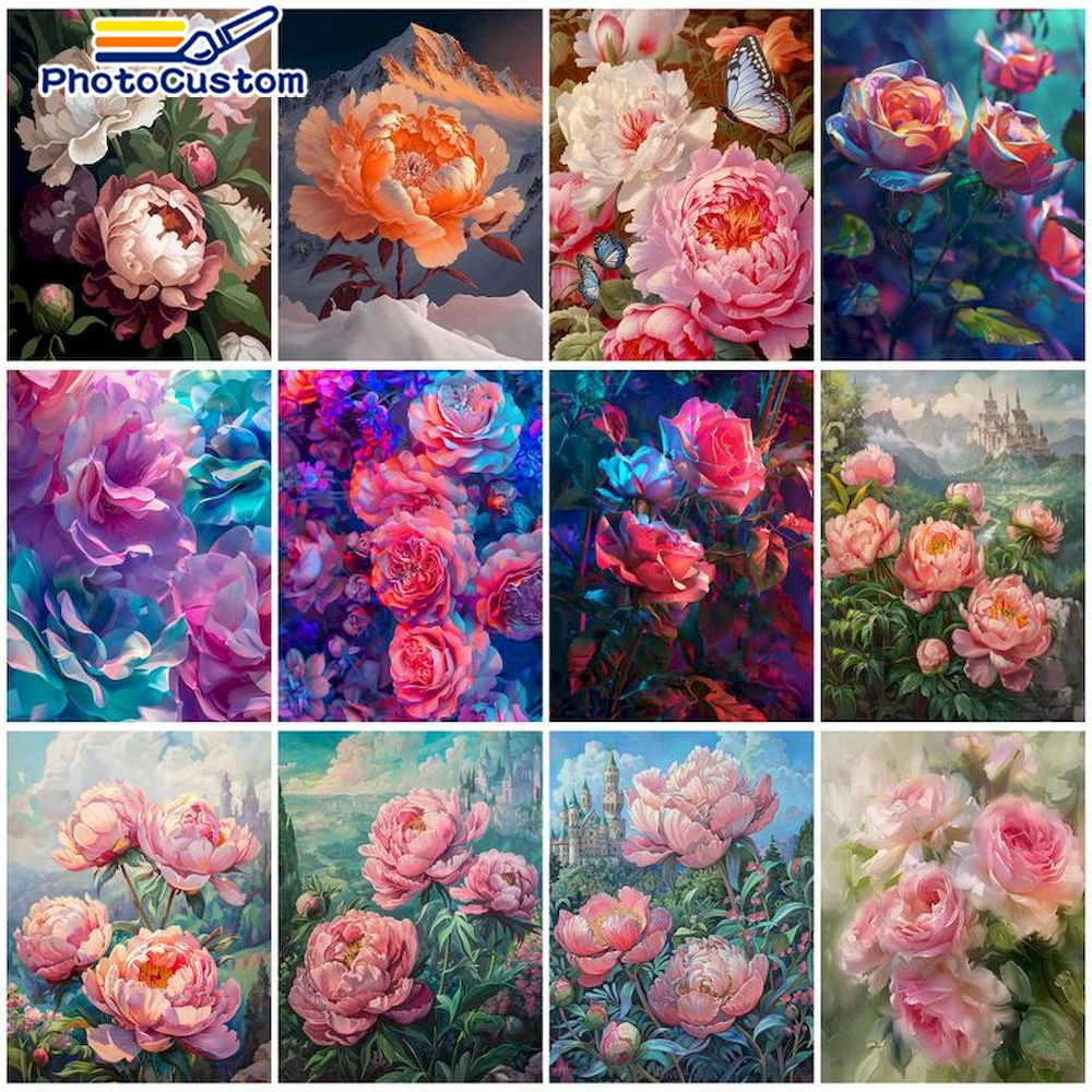 

PhotoCustom Oil Paint By Numbers For Adults Beginner On Canvas Handmade Flower Acrylic Paints Drawing DIY Crafts Kit Picture Dec