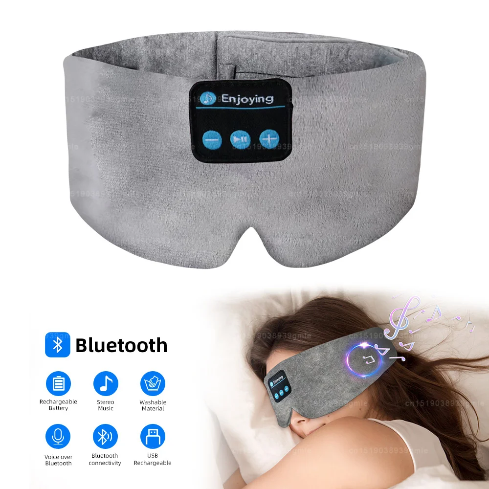 Bluetooth Sleeping Headphones Eye Mask Blindfold Women Men Insomnia Soft Wireless Music Sleep Mask for Side Sleeper Travel Gift