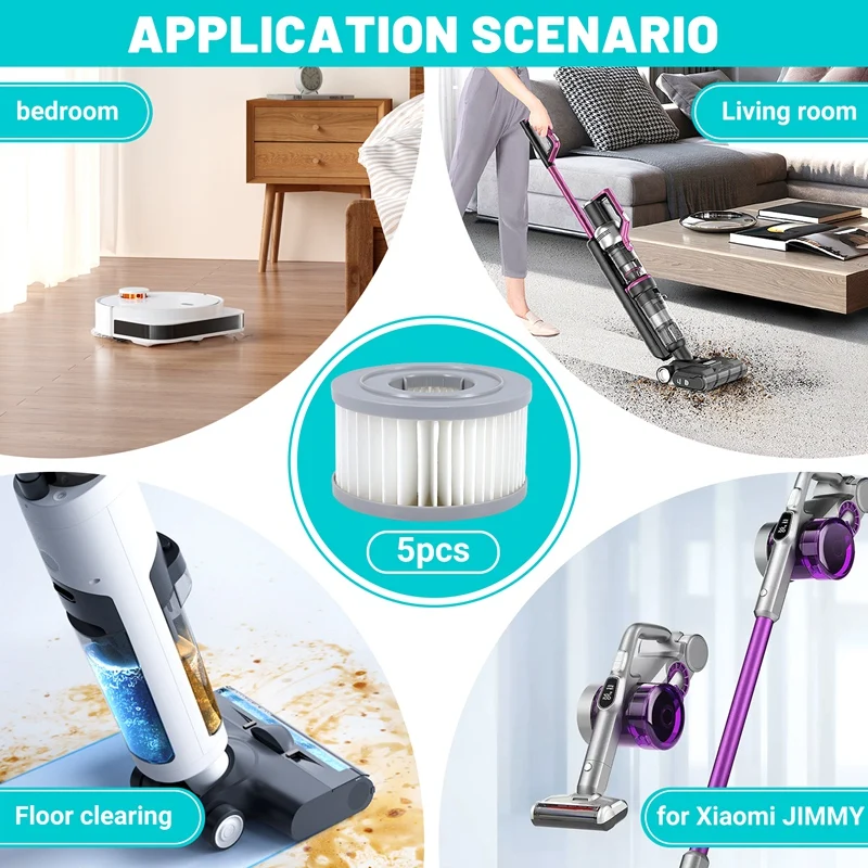 5 قطعة فلتر HEPA لشاومي جيمي JV85/JV85 Pro/H9 PRO مكنسة كهربائية لاسلكية محمولة