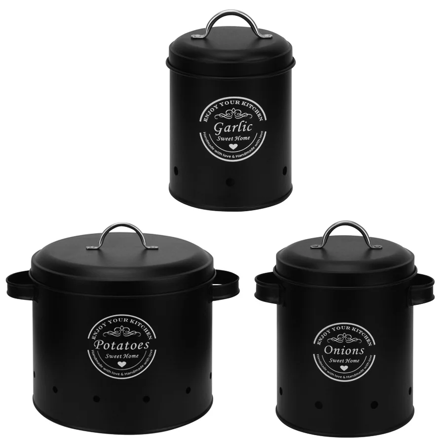 Customized Cheapest Price 3pcs  Kitchen Storage Container Bins Holder Set for Potato Onion Garlic
