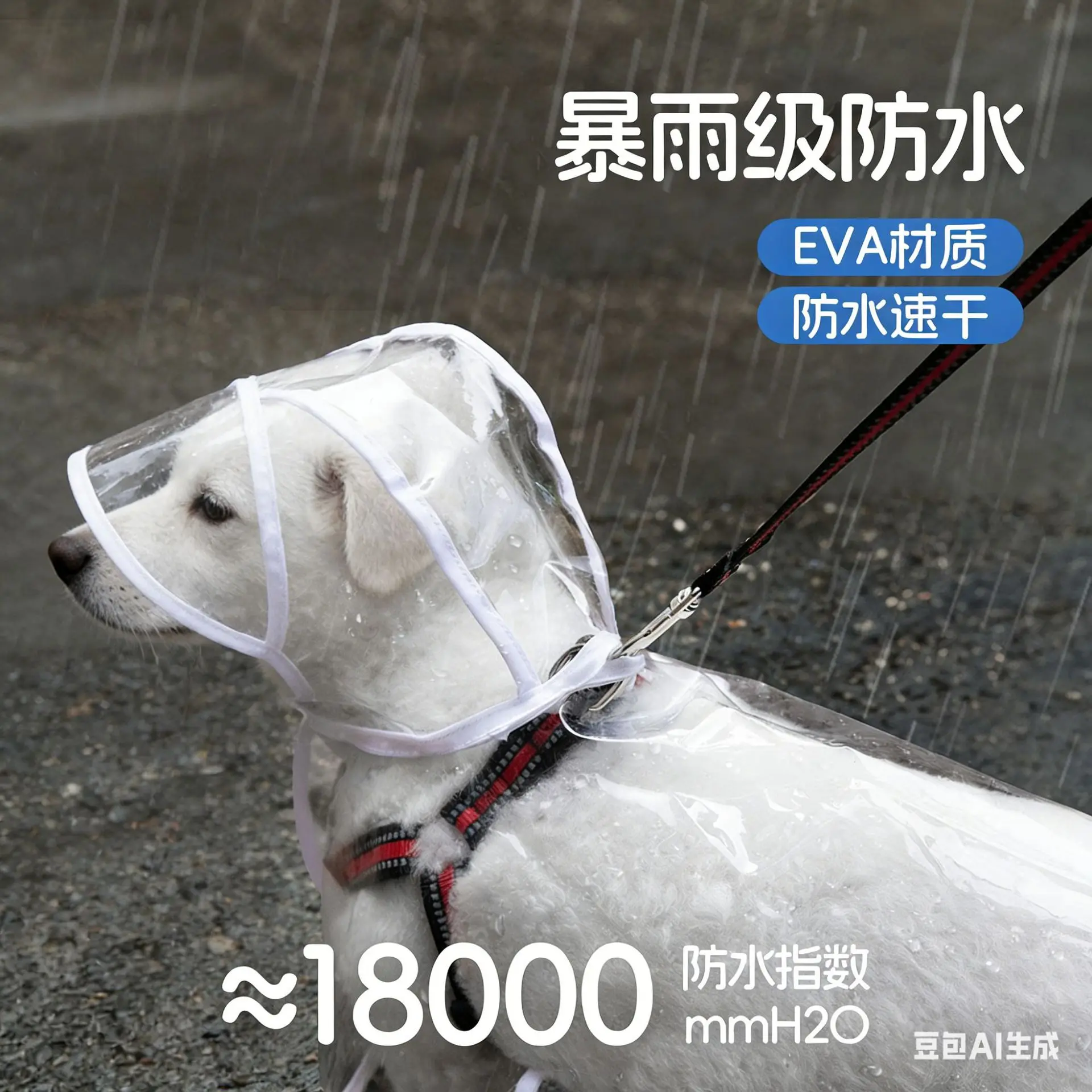 Transparent pet raincoat manufacturer direct sales waterproof and windproof dog clothing