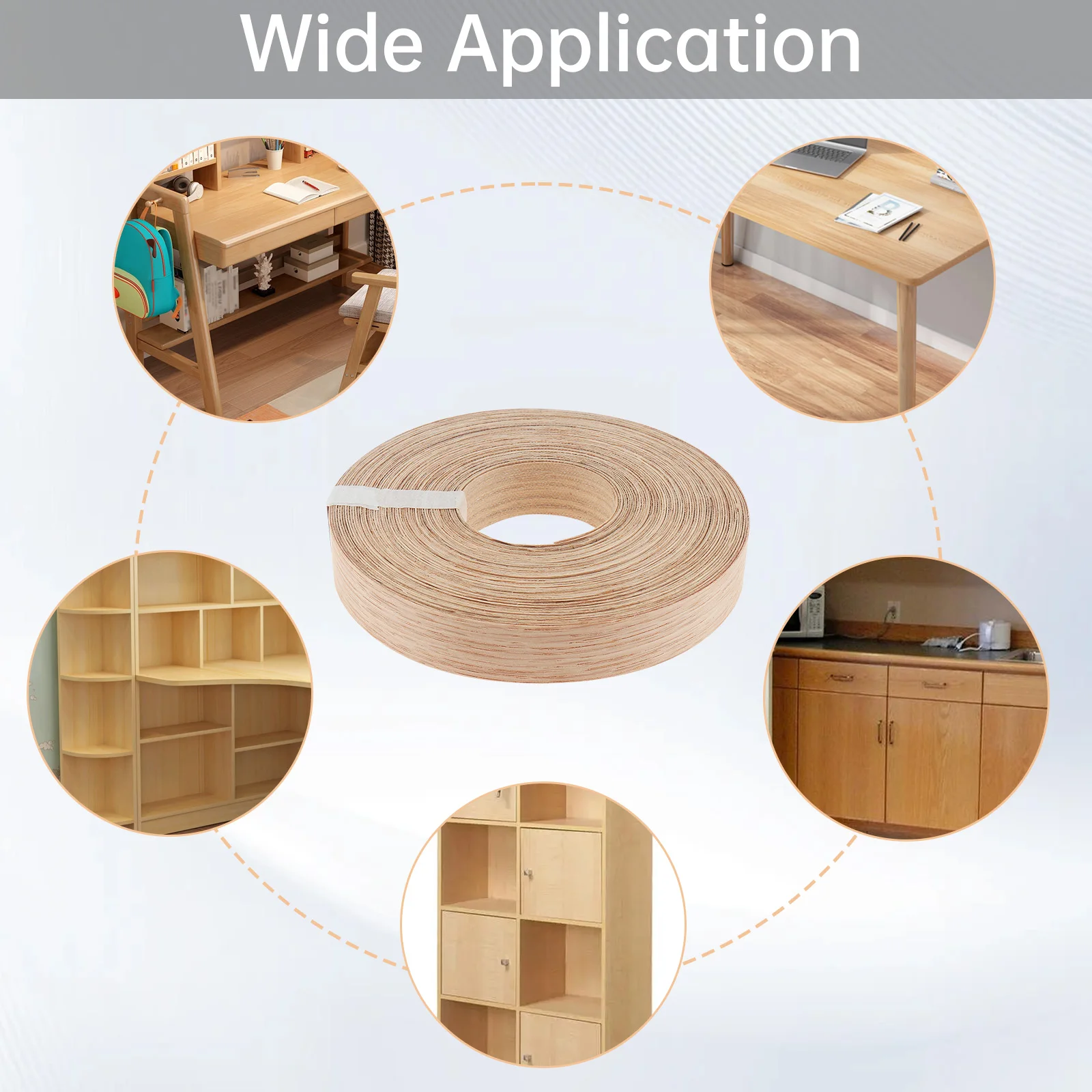 15M Hot Melt Adhesive Wood Edge Banding Furniture Cabinet Wood Surface Table Pre-glued Veneer Edging Tape Funiture Accessories image 3