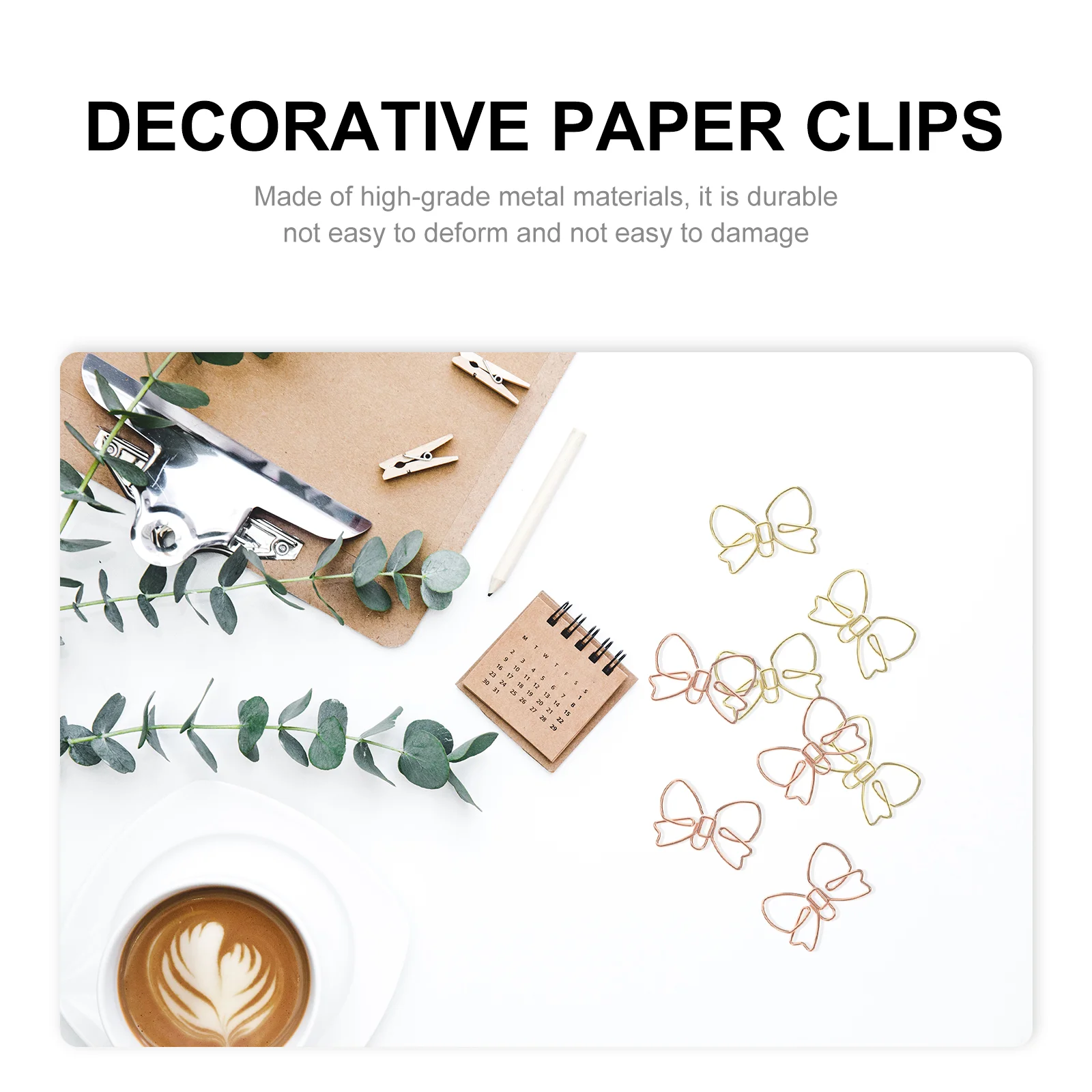 20 Pcs Office Decor Paper Clip with Bow Clips Desk Document Fixing Paperclips for Student