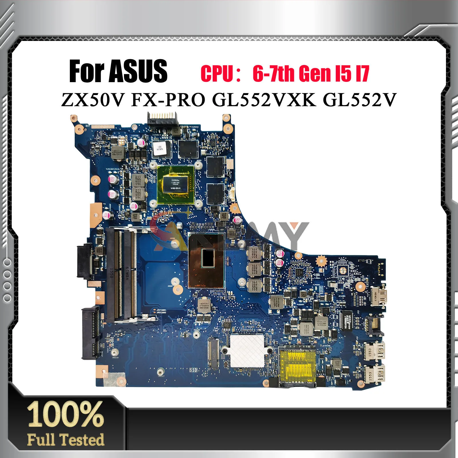 GL552VL Laptop Motherboard For ASUS ROG GL552V FX-PRO GL552VXK ZX50V GL552VX Notebook Mainboard With I5 I7 CPU stk 100% tests OK