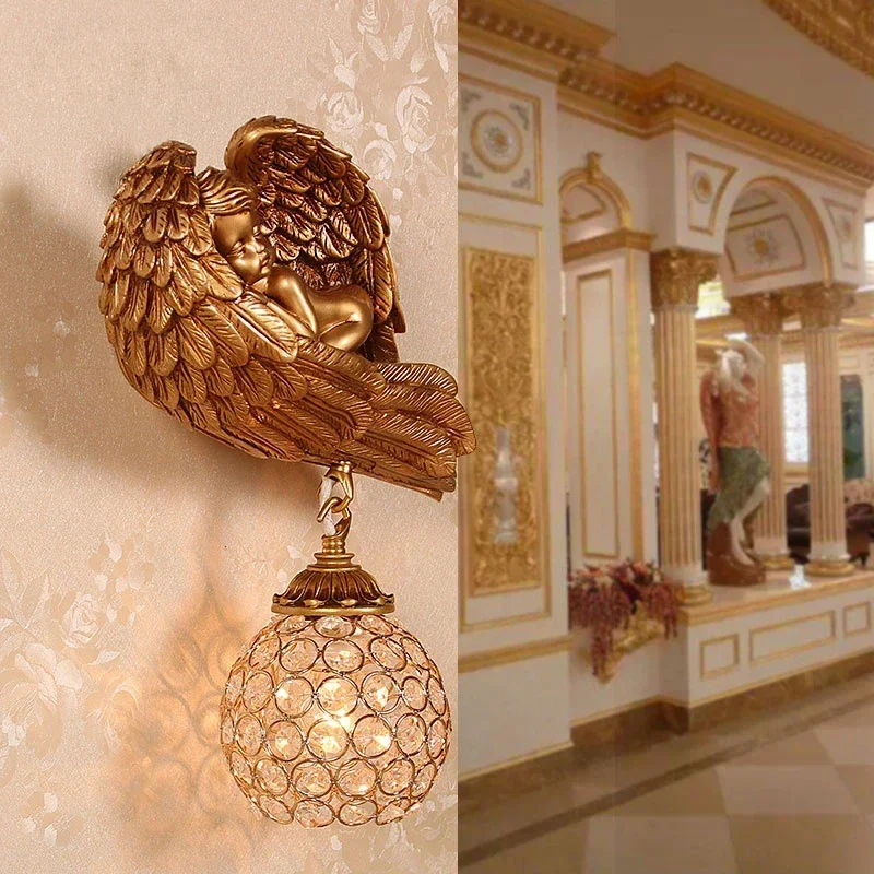 Angel Cupid Wall Lamps Baby Kids Creative Wall Sconces Lighting Fixture for Living Room Bedroom Bar Wall Mirror Light Home Decor