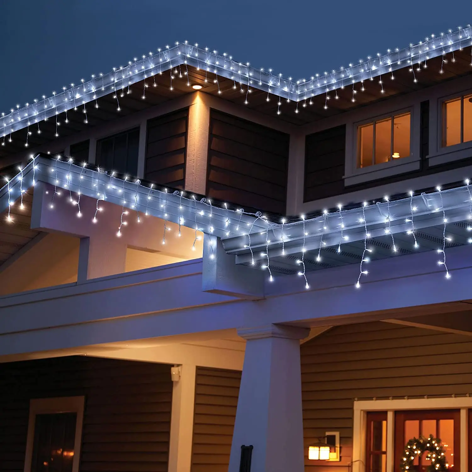 Christmas Decorations 2023 Street Garland On The House LED Festoon Icicle Curtain Light Droop 0.5/0.6/0.7M EU Plug,Home Decor