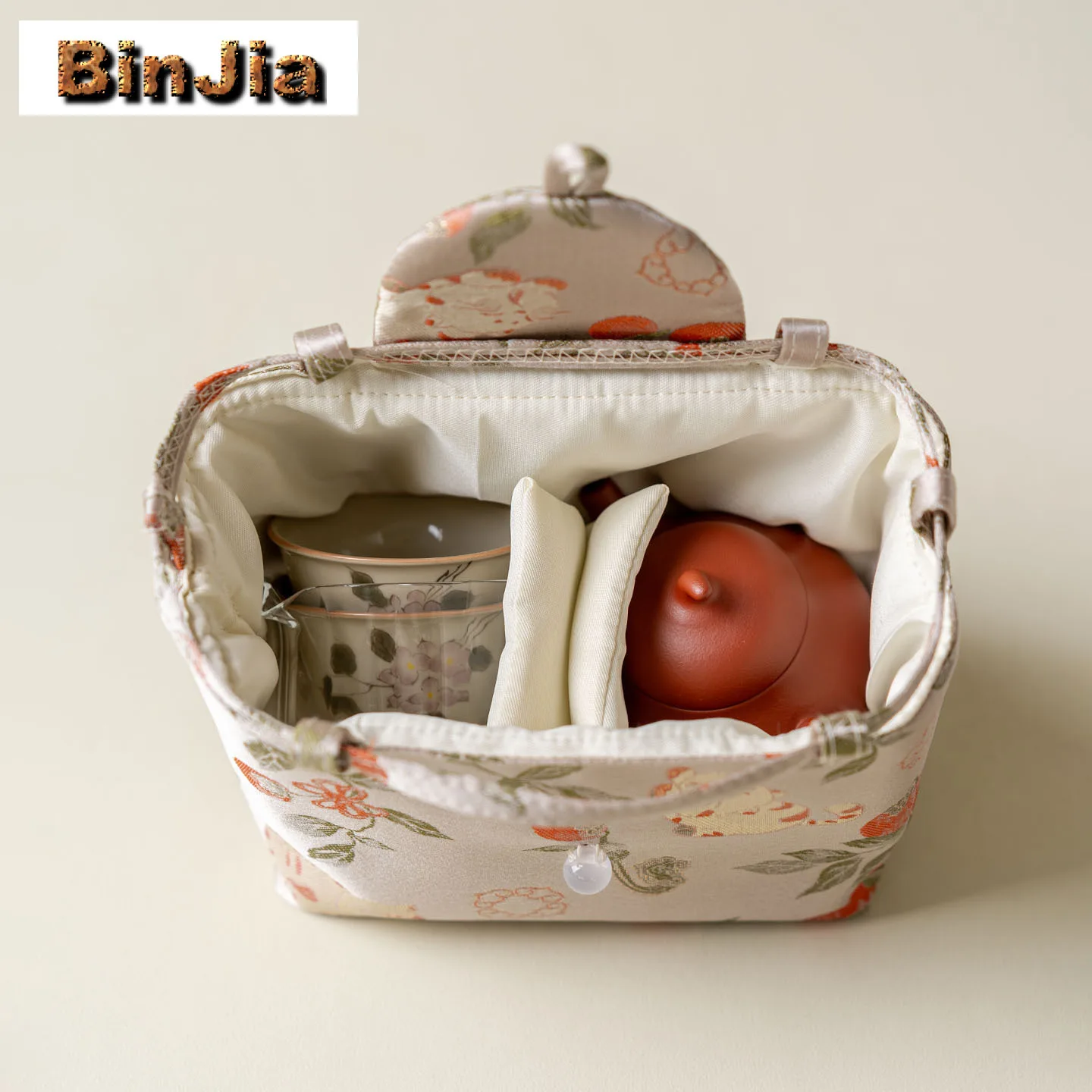 مقبض من القماش البرسيمون القط الشاي Cozies الفاخرة Te Tikonf حزمة الشاي دافئ لإبريق الشاي حقيبة محمولة طقم شاي السفر حقيبة تشا هدية #2