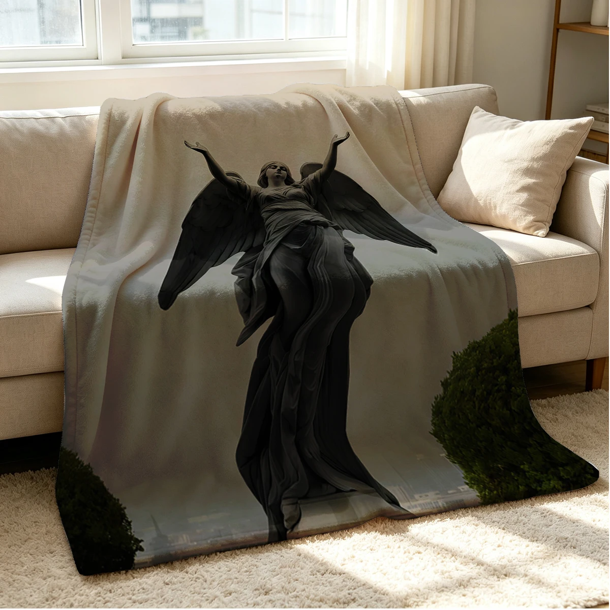 Angel Wish Flannel Blanket Warm Soft Halloween Christmas Couch Warm Cozy Decorative Decor Gift for All Season