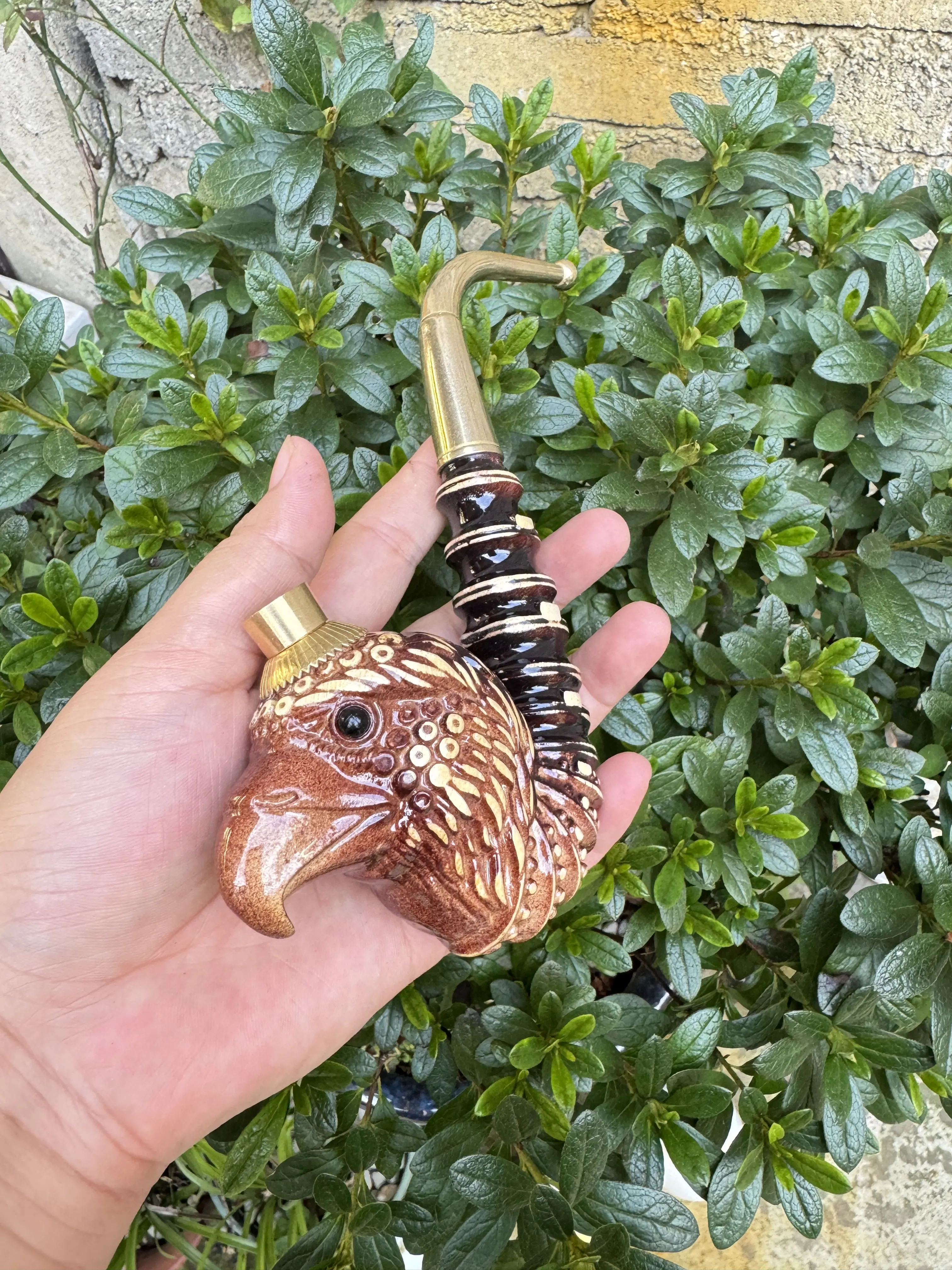 Guizhou Bamboo Carving Integrated Pipe Old-Fashioned Hand Pieces about 18cm Old-Fashioned Gift for the Elderly