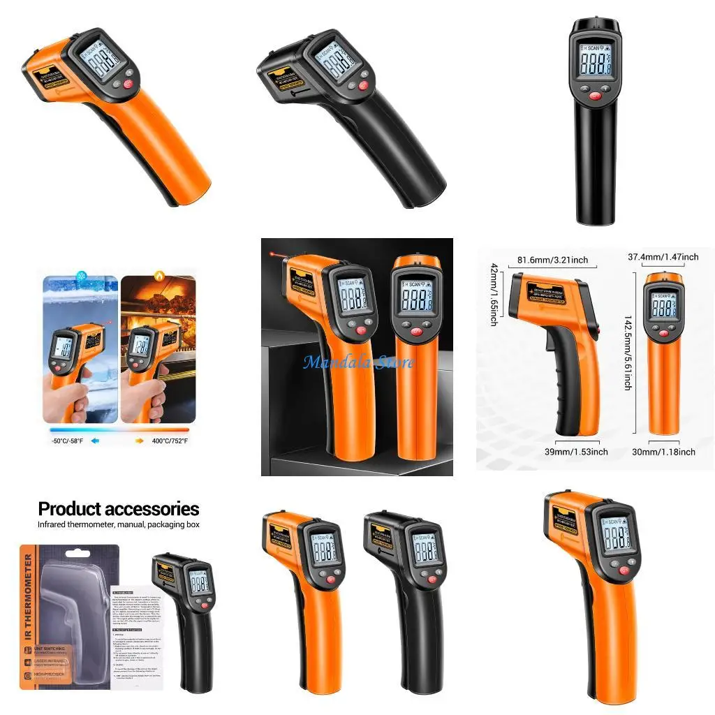 

U2JC IR Thermometers Temperature, -50℃～400℃ /-58℉～752℉ Thermometers with Digital Color Display, Not Contact