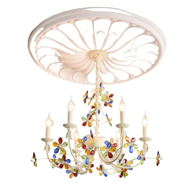 

French romantic warm bedroom chandelier color crystal lamp master bedroom girl heart room lamp