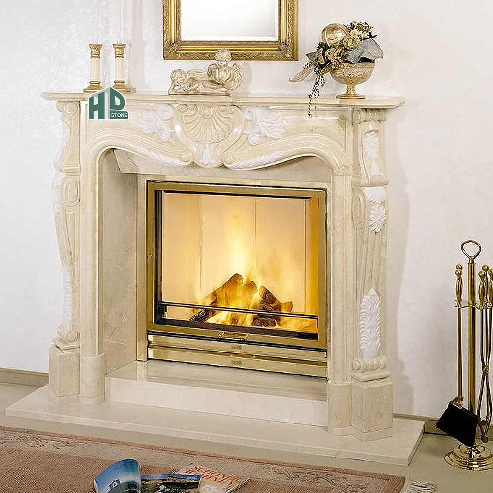 Best Quality Modern Style Decor Flame Fireplace Wall Mounted Marble Stone Fireplaces For Indoor Use For Living Room