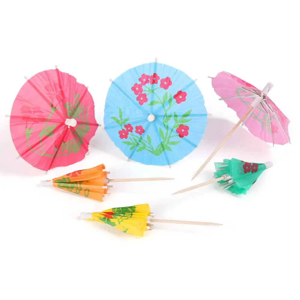متنوعة الألوان صغيرة استوائية ، لوازم حفلات لطيفة ، مشروبات هاواي لحفلات الزفاف ، عصي مظلة ورقية ، ديكور الكوكتيل ، 24 أو #2