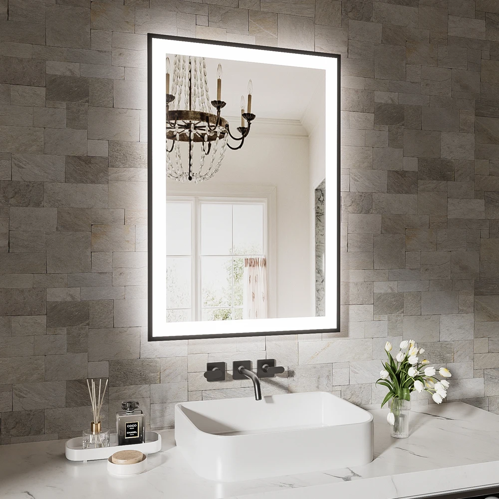 

SH.KL 20x28 дюймов Умное противотуманное светодиодное зеркало для ванны с передним освещением и подсветкой, 3 цветами, регулируемой яркостью и памятью