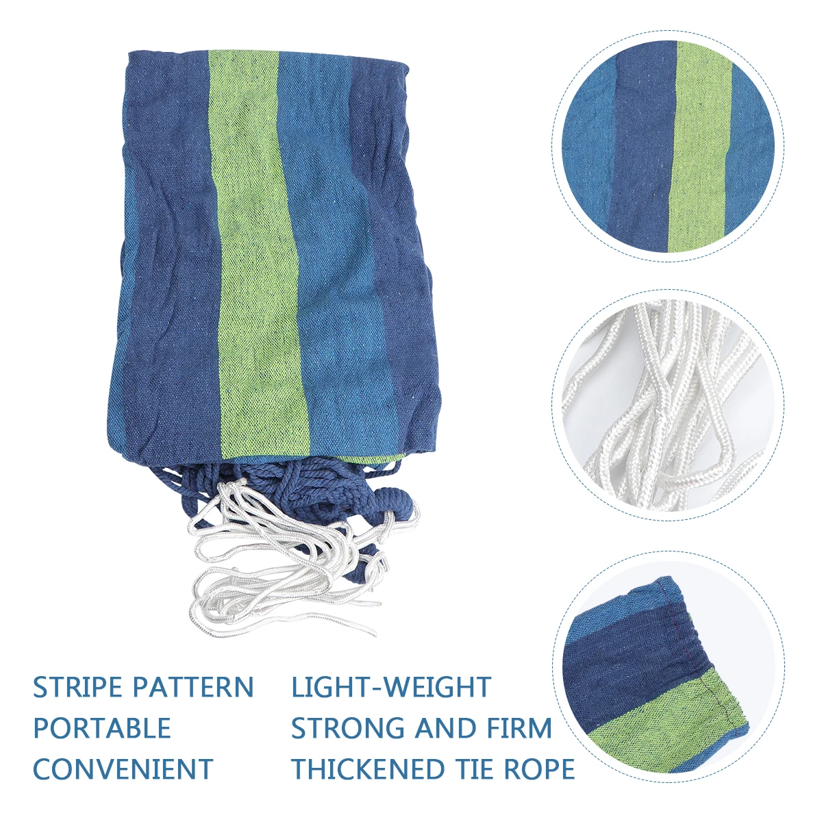 

Outdoor Leisure Portable Multi-functional Hammocks Canvas Stripe Rainbow Swing for Camping Backpacking Travel (Blue)