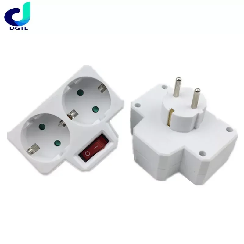 1Pc Durable ABS EU Standard Multiple Plug 16A 250V Double Socket Conversion Socket With Outlet Switch Plug Power Adapter Socket