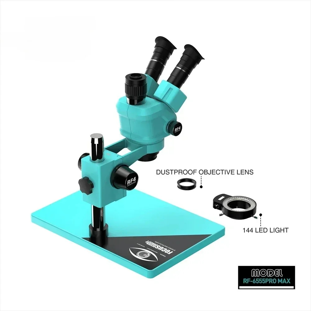 Trinocular Microscope RF4 6555PRO MAX Continuous 6.5X-55X Steel 144 LED Ring Light Mobile Phone Accessories Digital Microscope