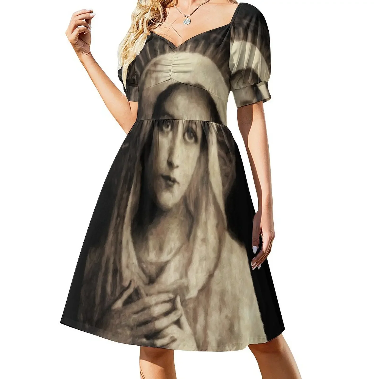 

Vintage Virgin Mary Painting Sleeveless Dress evening dress women elegant dresses plus sizes