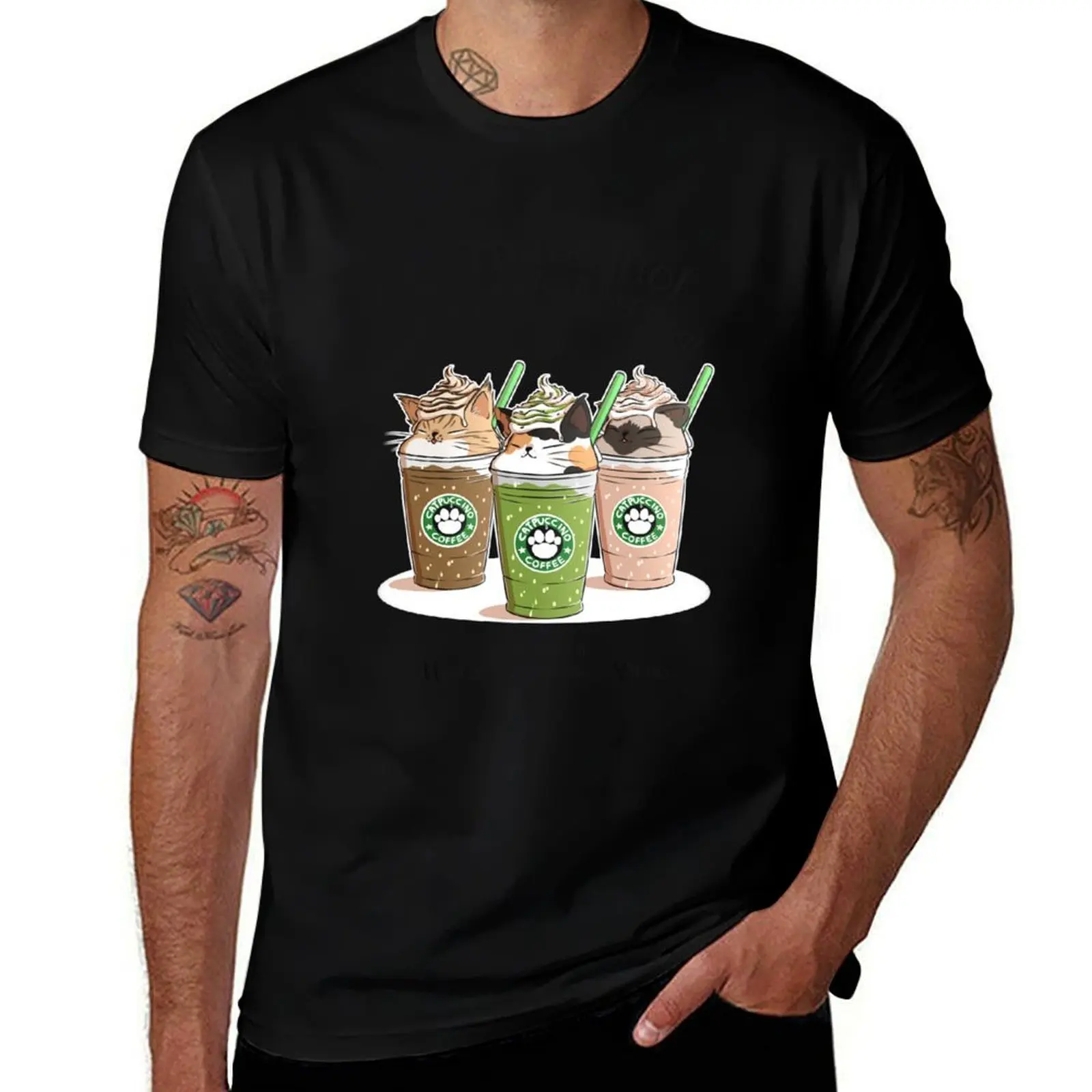 

Catpuccino! For a purrfect morning! (Second Version) T-Shirt Athletic Quick Dry T-Shirt for Men