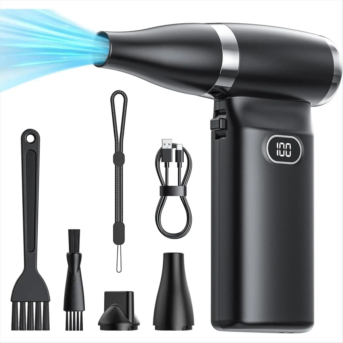 A77K Electric Compressed Air Duster Cordless: 60 MPH High Wind Speed Mini Air Blower for Electronics Computer Cleaner Hand