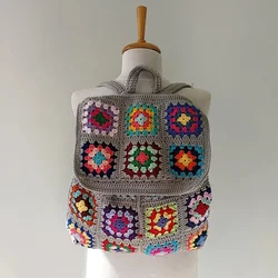 DIY Hand-crocheted Bohemian Shoulder Bag Avó Padrão Geométrico Retro Hippie Bag