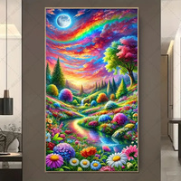 Colorful Flowers Tree Landscape Diamond Painting Diy Jewelry Cross Stitch Full Square Round Diamond Mosaic Art Lake Home Decor