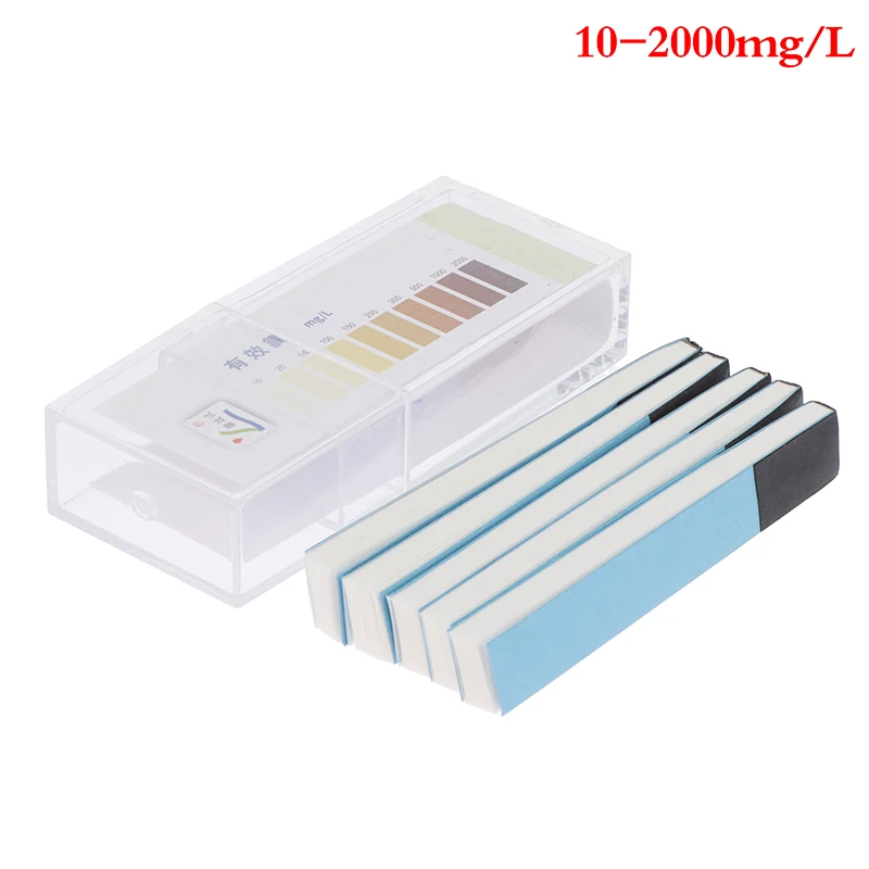 【B】100Pcs Chlorine Test Paper Strips Range 10-2000mg/lppm Water Testing Measuring
