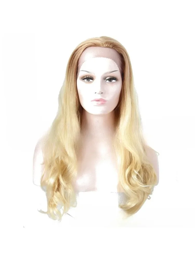 

Wig female front lace real hair wavy long curly wig