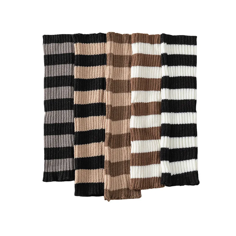 Striped Knitted Stocking - Women's Spring-autumn Thigh-length Hot Girl Long Leg Cover - Warm Leg Sock Cover for Calves