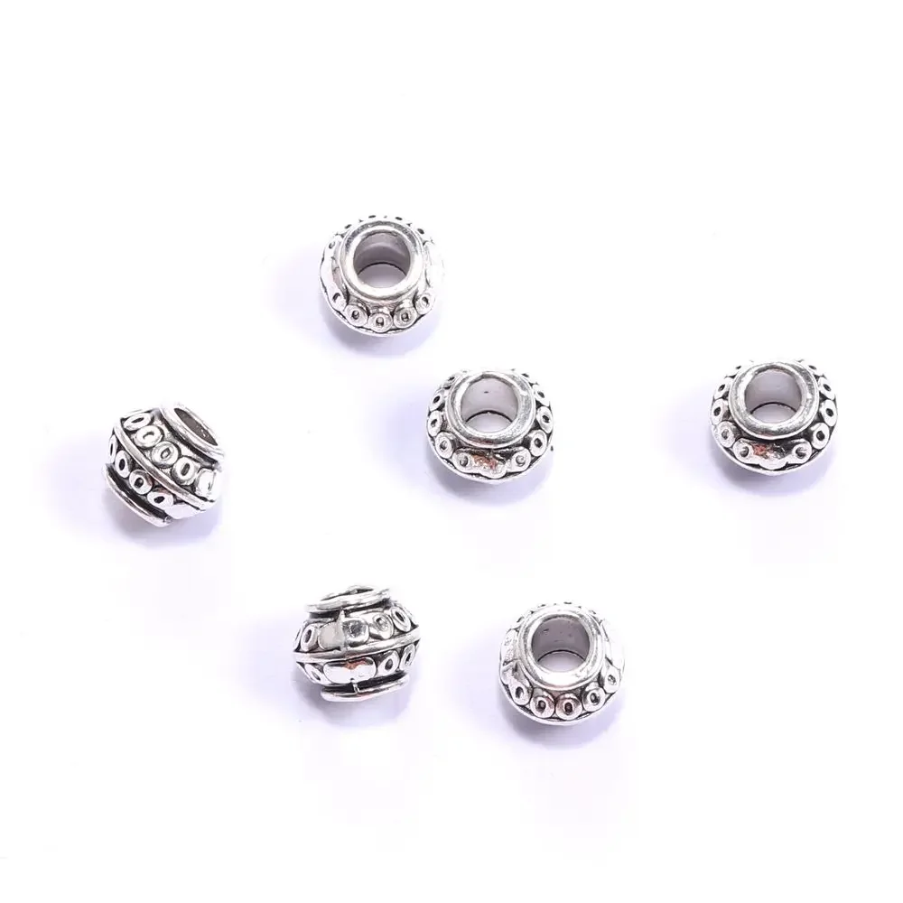 50pcs Tibetan Tube Metal Big Hole Loose Spacer Beads For Jewelry Making DIY Bracelet Necklace Accessoies Wholesale Supplies