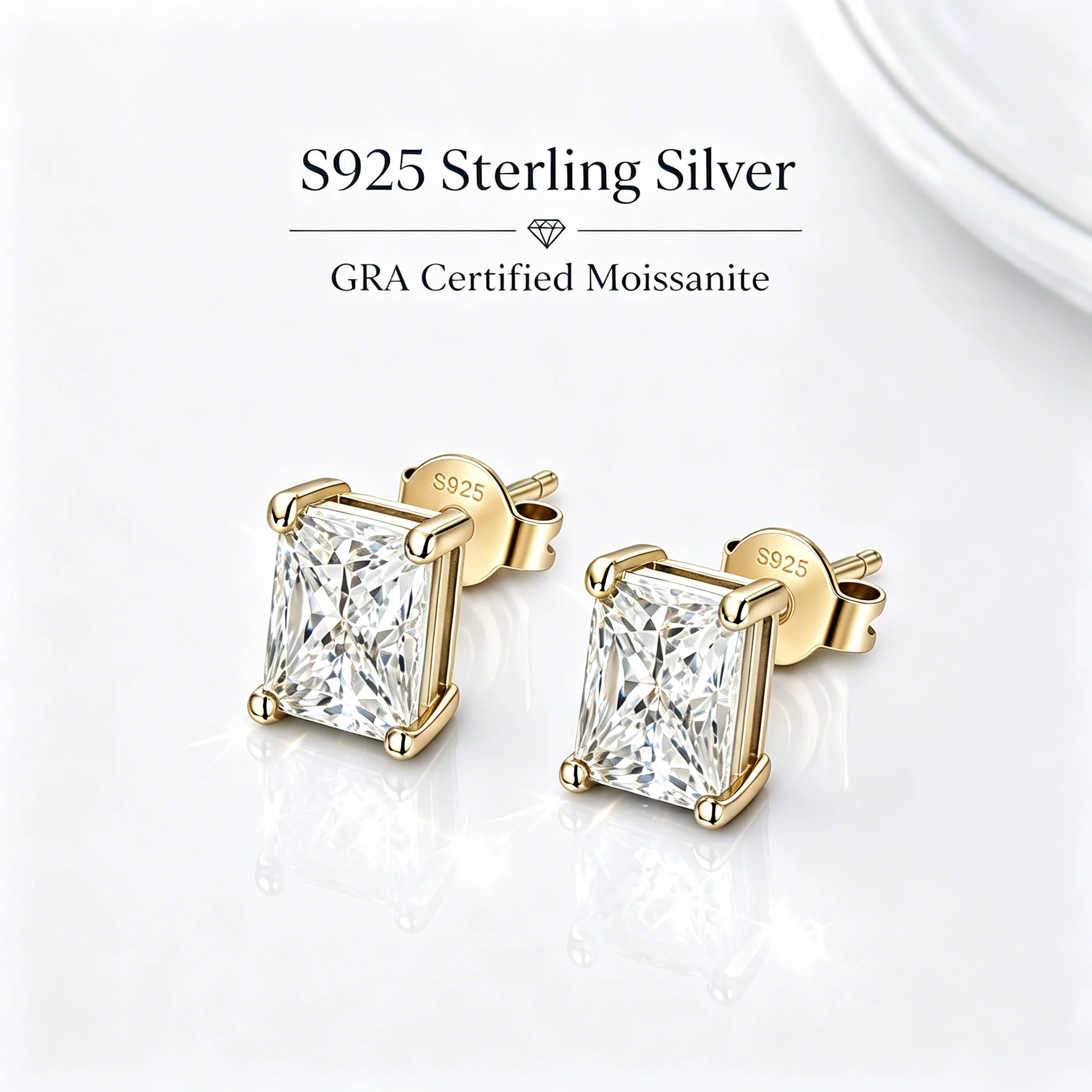 Promotion Asscher Shaped Cut Luxury Certified 0.5-2ct Moissanite Earrings D Color VVS1 S925 Silver women's Party Jewelry Gifts