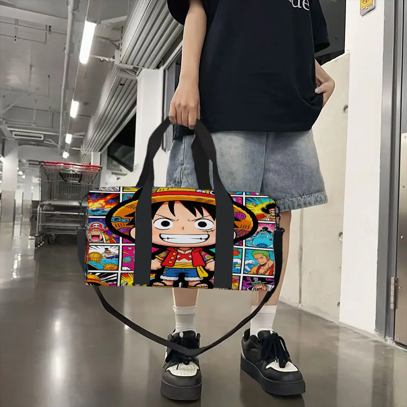 One Piece Luffy Anime Print Duffel Bag, Large Capacity Multi-pocket Travel Gym Bag, Overnight Weekender Bag - view 6