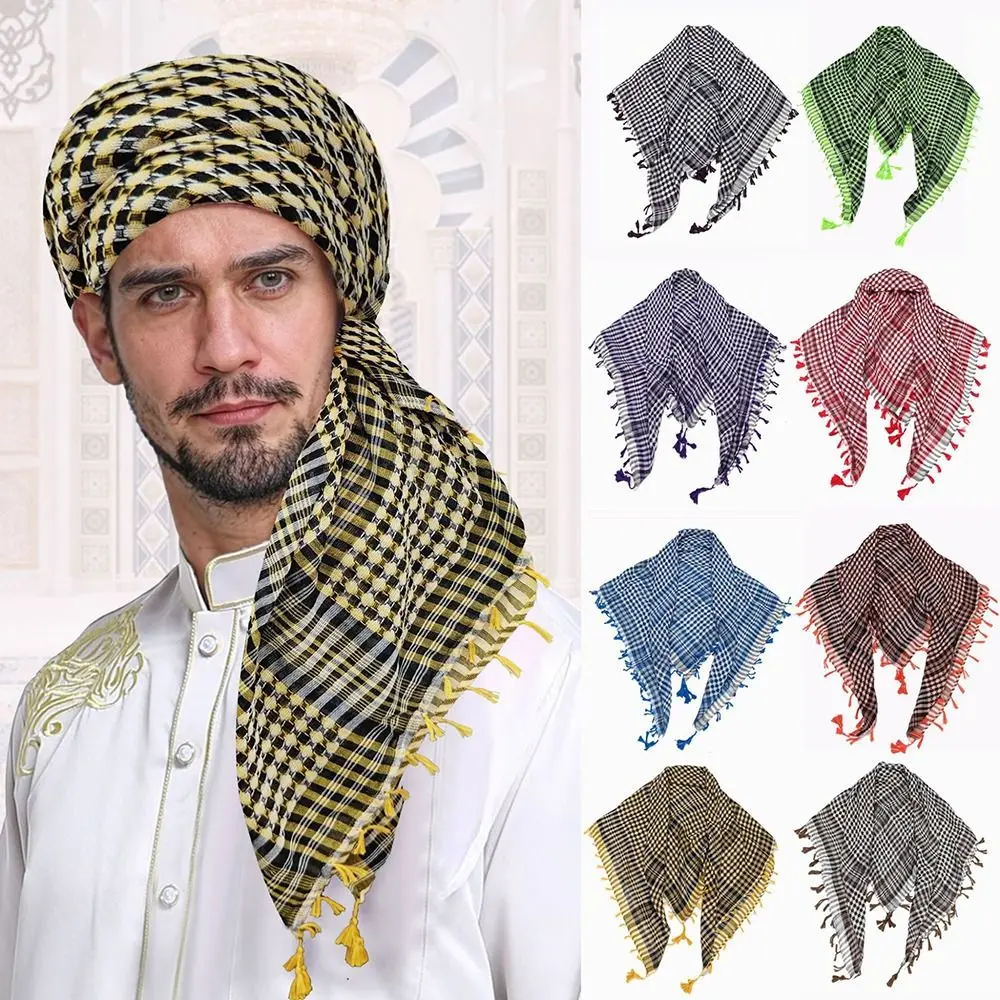 New Large Arab Shemagh Headscarf with Tassel Costume Desert Scarf Head Neck Face Wrap for Men Women