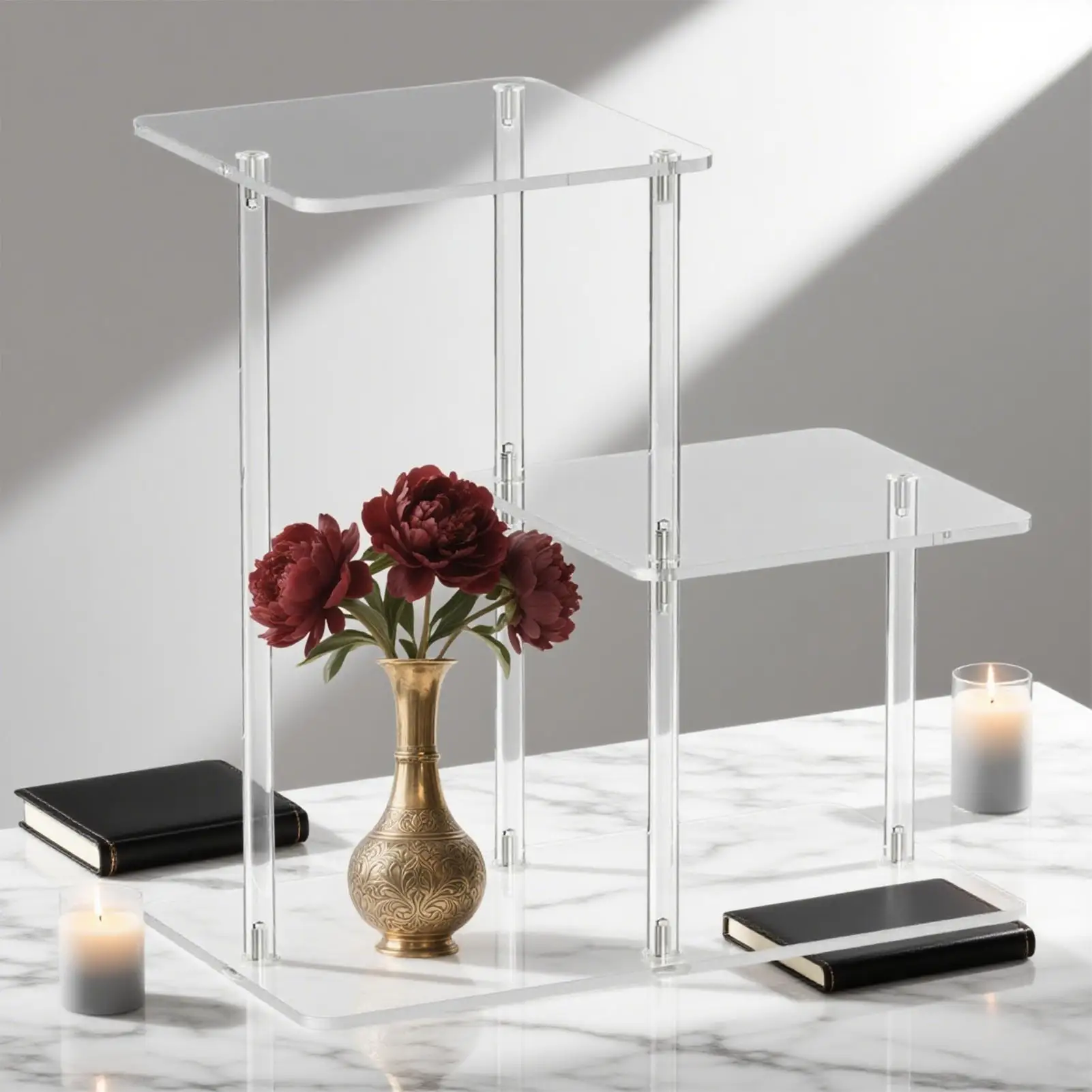 

3 Tier Acrylic End Table Clear Side Table Nightstand Transparent Furniture for Entryway Study Room Hallway Living Room Bedroom