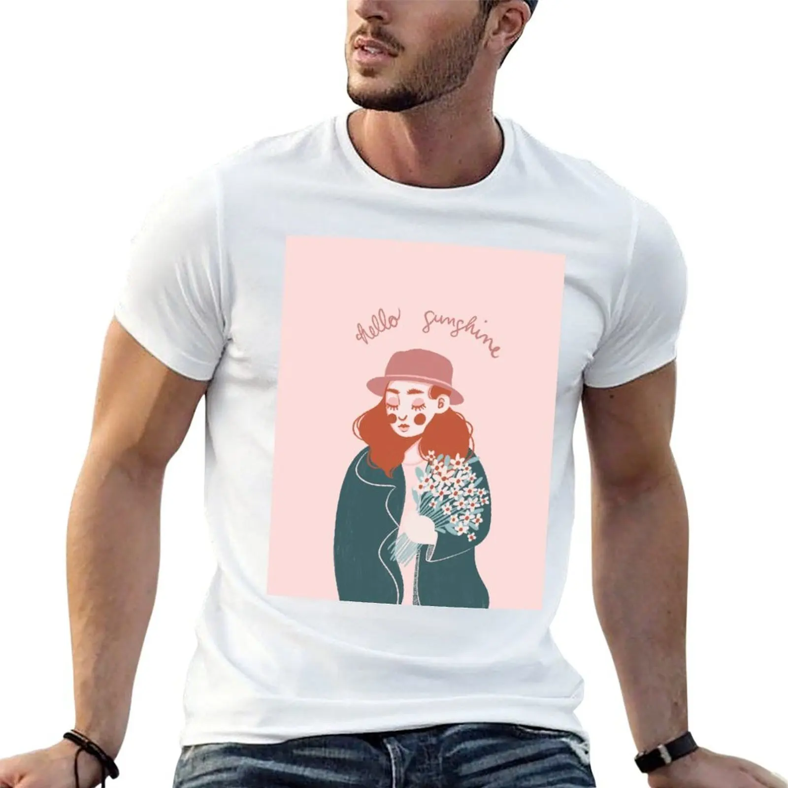 

Cute girl holding flowers T-Shirt essential t shirt t shirt for man T-Shirt