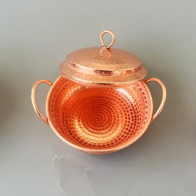 Handmade Copper Saucepan for Jam Making, Artistic Noodle Cooking Pot with Durable Hammered Design A Small Copper Pot - Image 3