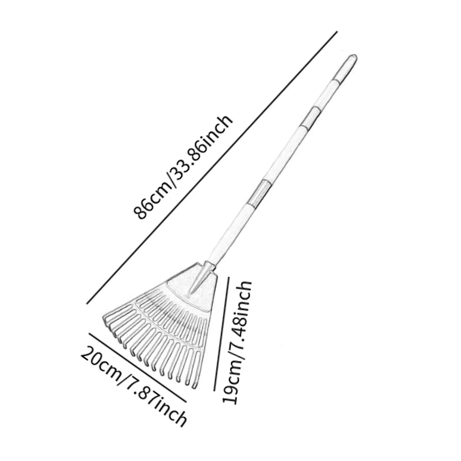 Rastrello da giardino 14 punte 3 sezioni staccabile con manico in legno Rastrello per bambini Casa agricola per arbusti Bambini Letti di fiori Prati Bambini
