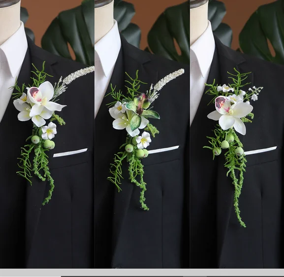 Green and white series outdoor wedding corsage wrist flower wine glass flower artificial flower bride and groom wedding photogra