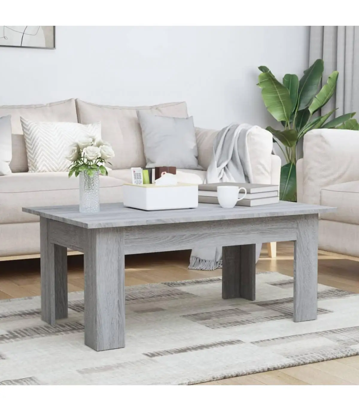 Coffee tables Sonoma plywood coffee table gray 100x60x42 cm