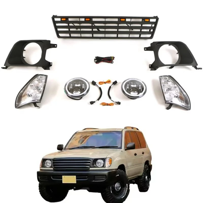 Hot Selling New for for Land Cruiser Prado LC90 LC95 2700 3400 1996-2002 Front Bumper Grille Radiator Trim Plastic Exterior Car