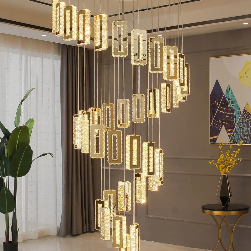 Imagem -03 - Modern Crystal Chandelier For Home Decoration Stair Pendant Lamp Living Room Pendant Lights Iluminação Interior