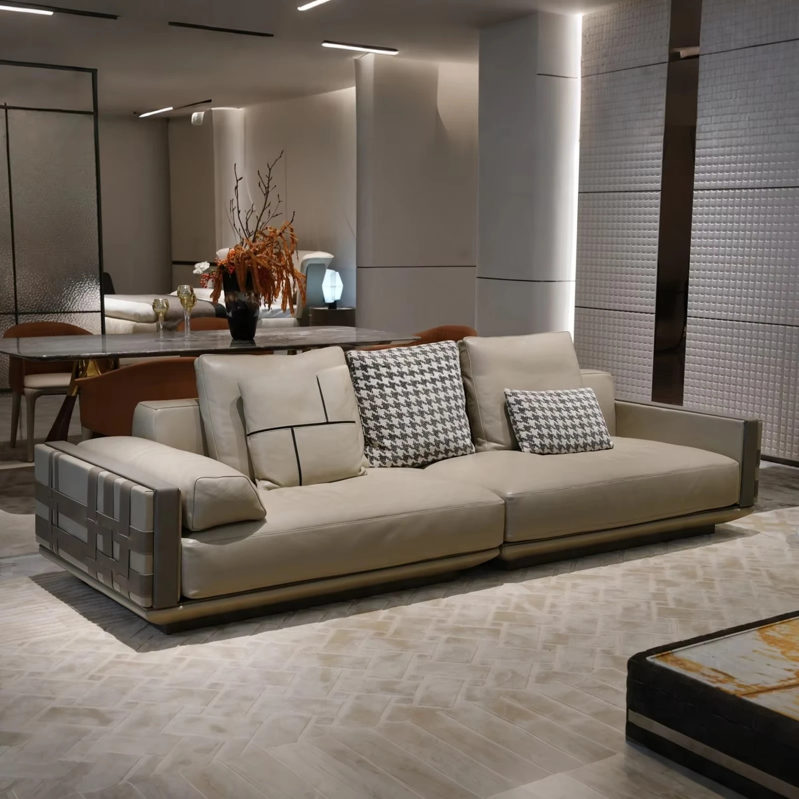 Original design Modular modern sofa set Simple design Tufted upholstered genuine apartment Villa furniture