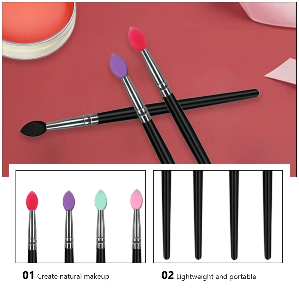 Brush Makeup Eye Eyeshadow Applicator Face Eyeliner Applicators Tool Handle Silicone Crease Plastic Tools Blending Pads