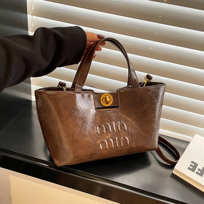 

Новинка 2024 года, сумка-тоут в стиле ретро с буквенным принтом — многосторонняя сумочка через плечо/плечо, просторная рабочая сумка для женщин, сумка в винтажном стиле