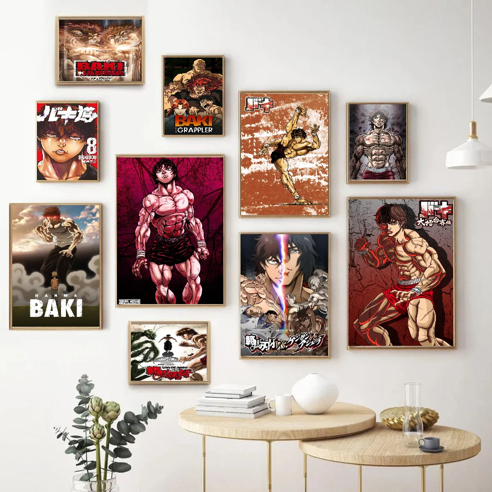 

Japanese Anime Baki Hanma Anime Posters Sticky Whitepaper Sticker DIY Room Bar Cafe Kawaii Room Decor