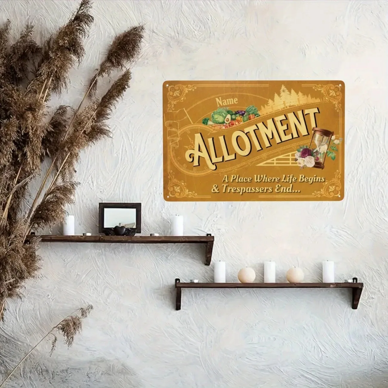 CIFbuy 2D Flat Personalized Metal Sign, Rustic Vegetable Patch Garden Kitchen Home Wall Decor